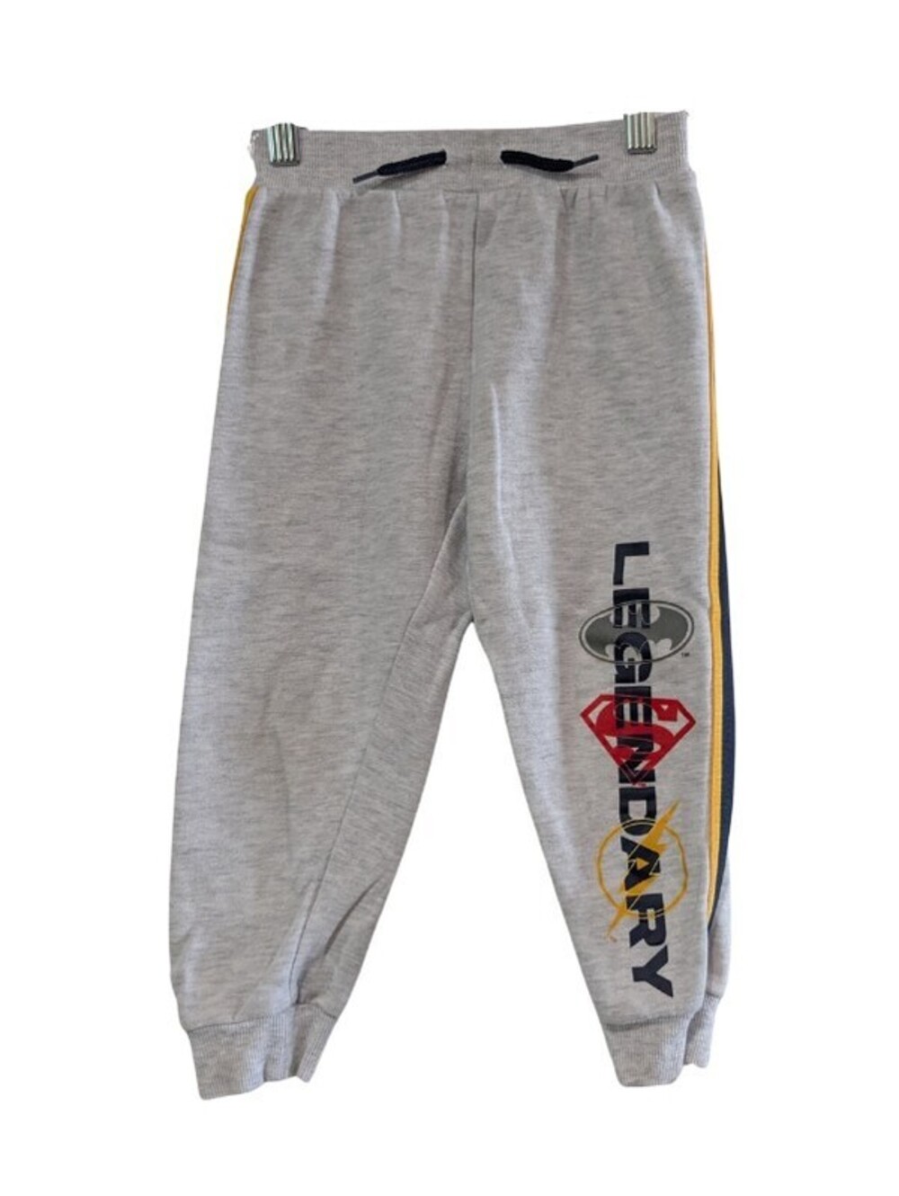 DC Justice League Boys Joggers, Gray, Size 5, Elastic Waist, Ribbed Cuff, Cotton